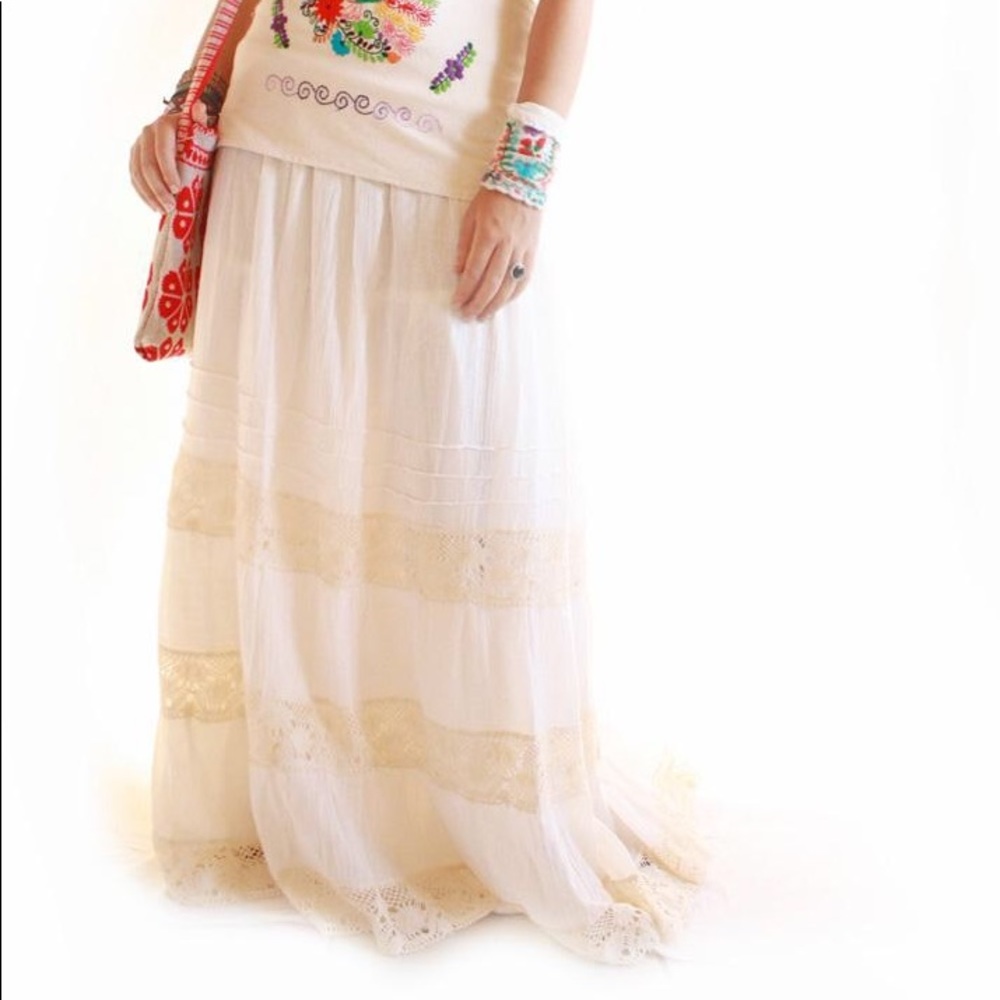 Mexican Crochet Skirt Boho Lace Maxi